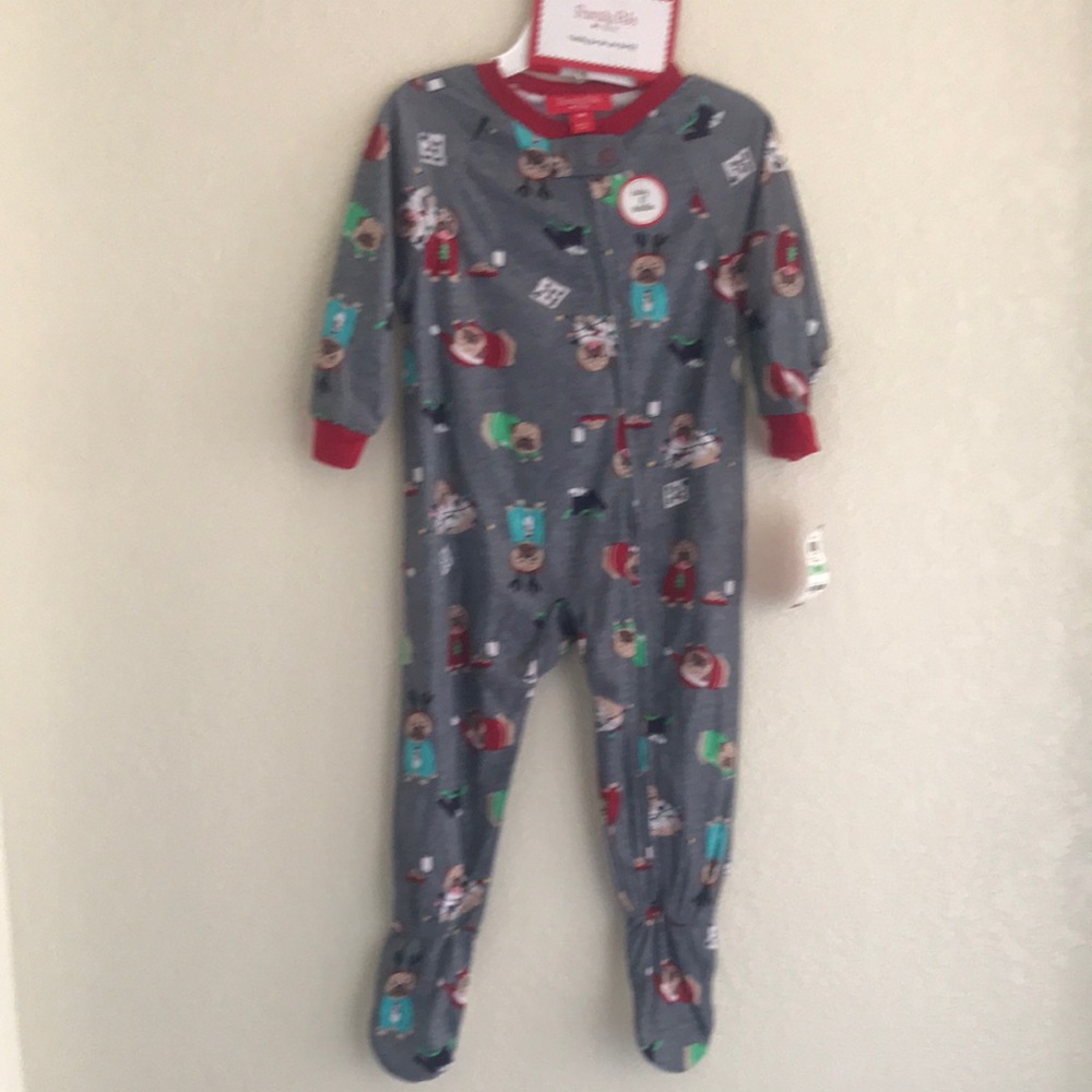 Christmas Pajama  Gray Baby  One Piece with Red Size 18 M